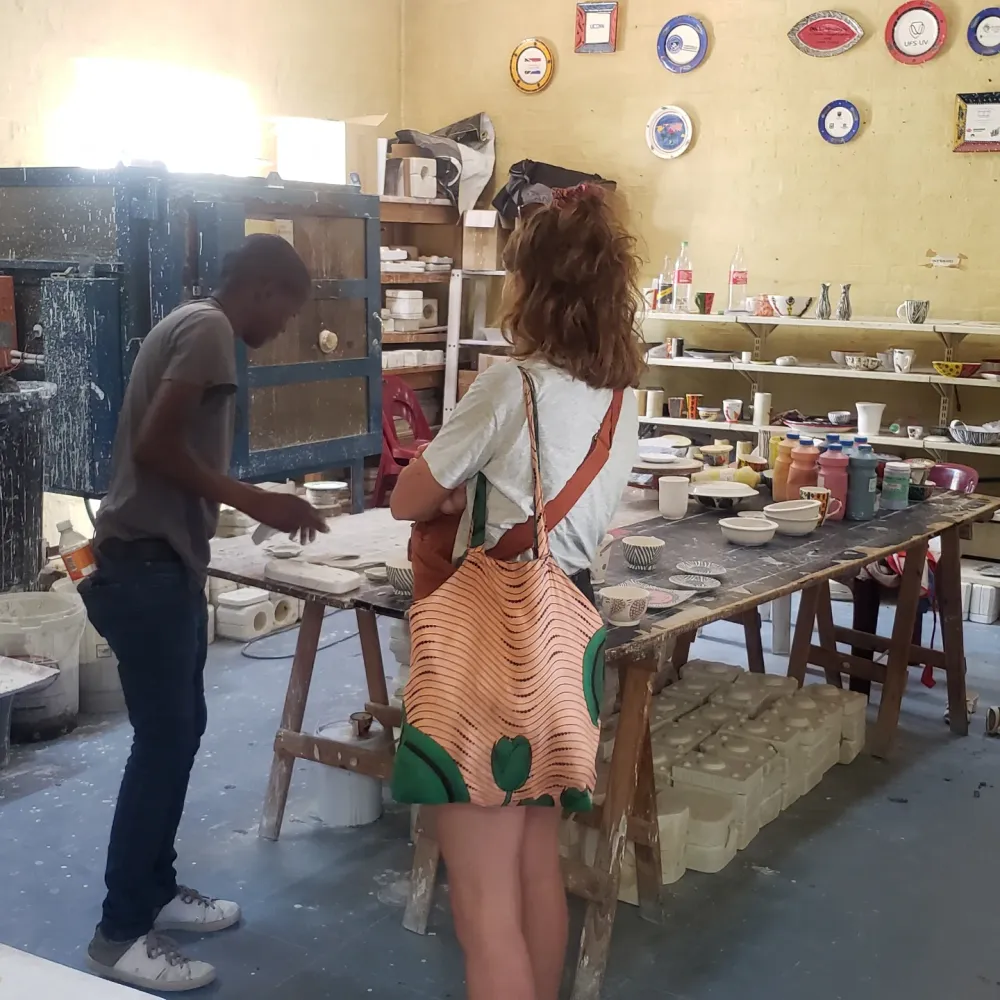 Pottery demonstration in the ceramic studio