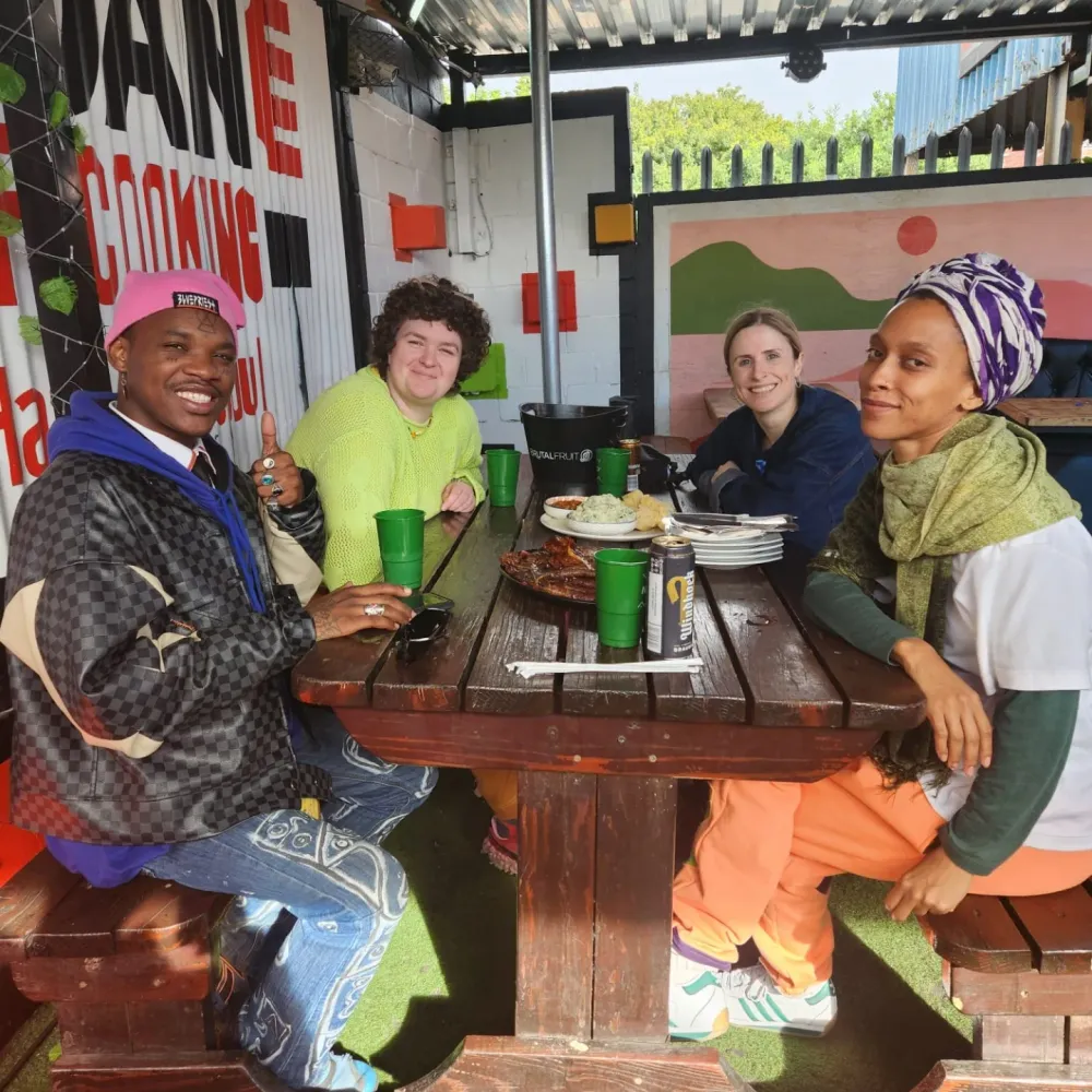 Tour group sharing lunch at Jordan Ways of Cooking