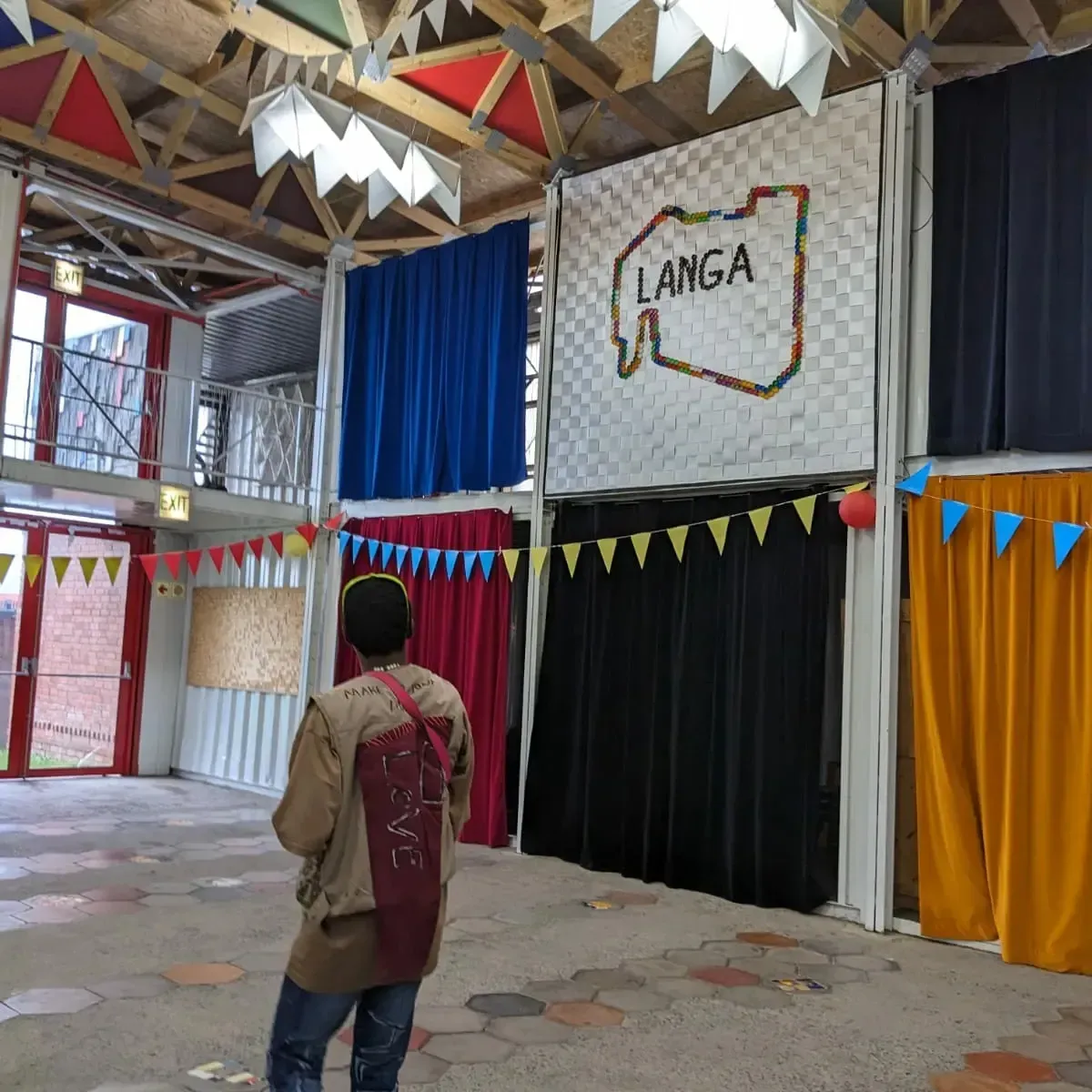 The Langa mosaic sign on the container hall